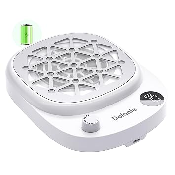 Delanie Professional Nail Dust Collector Cordless with 50pcs Filter Pads, Portable Dust Collector for Nail Tech 6000 RPM, Rechargeable Compact Nail Fan Dust Collector with 10 Speed Settings & Display