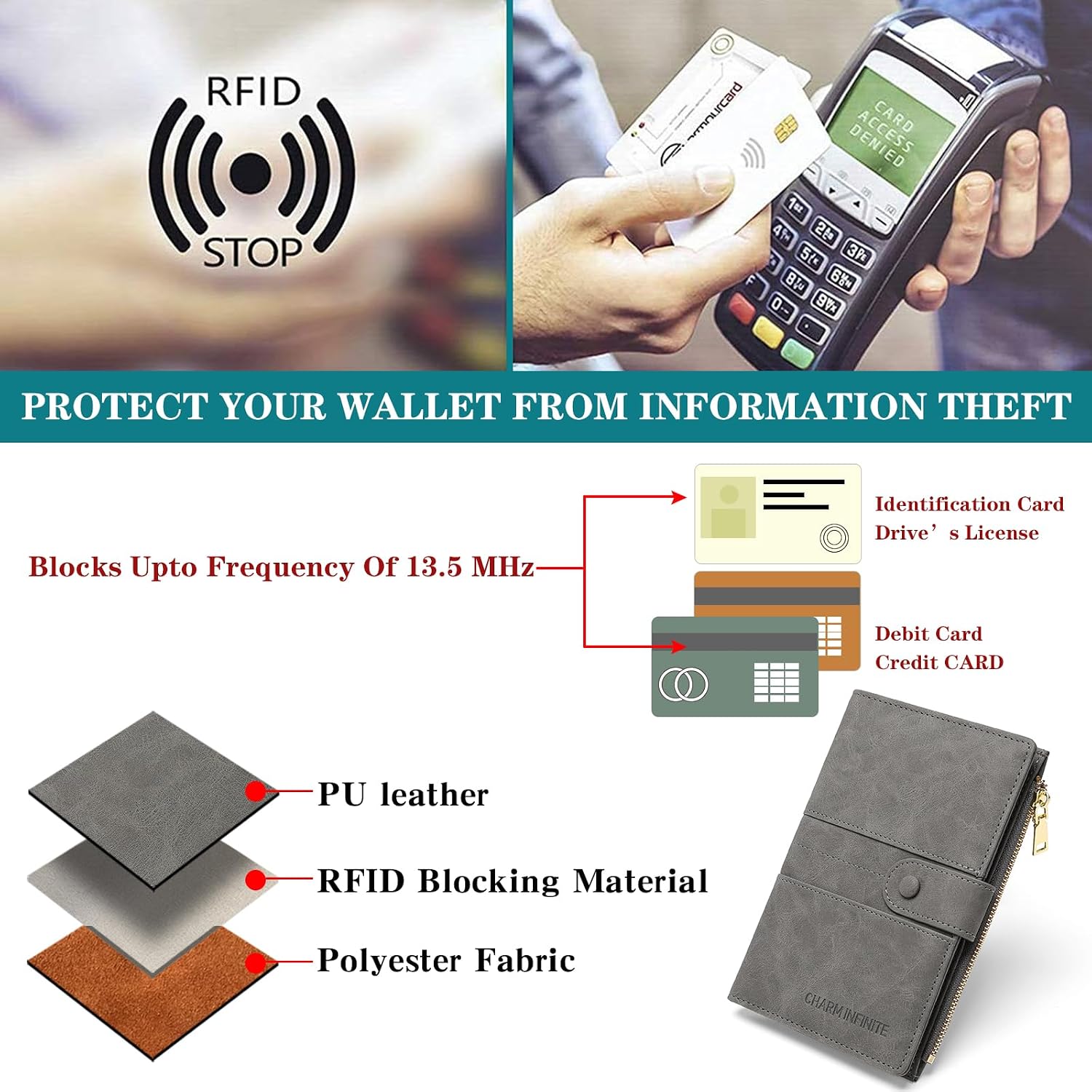 RFID Blocking Leather Passport Wallet Cover Case with Pen and Card Slots Travel Wallet for Women/Men Travel Must Haves Accessories