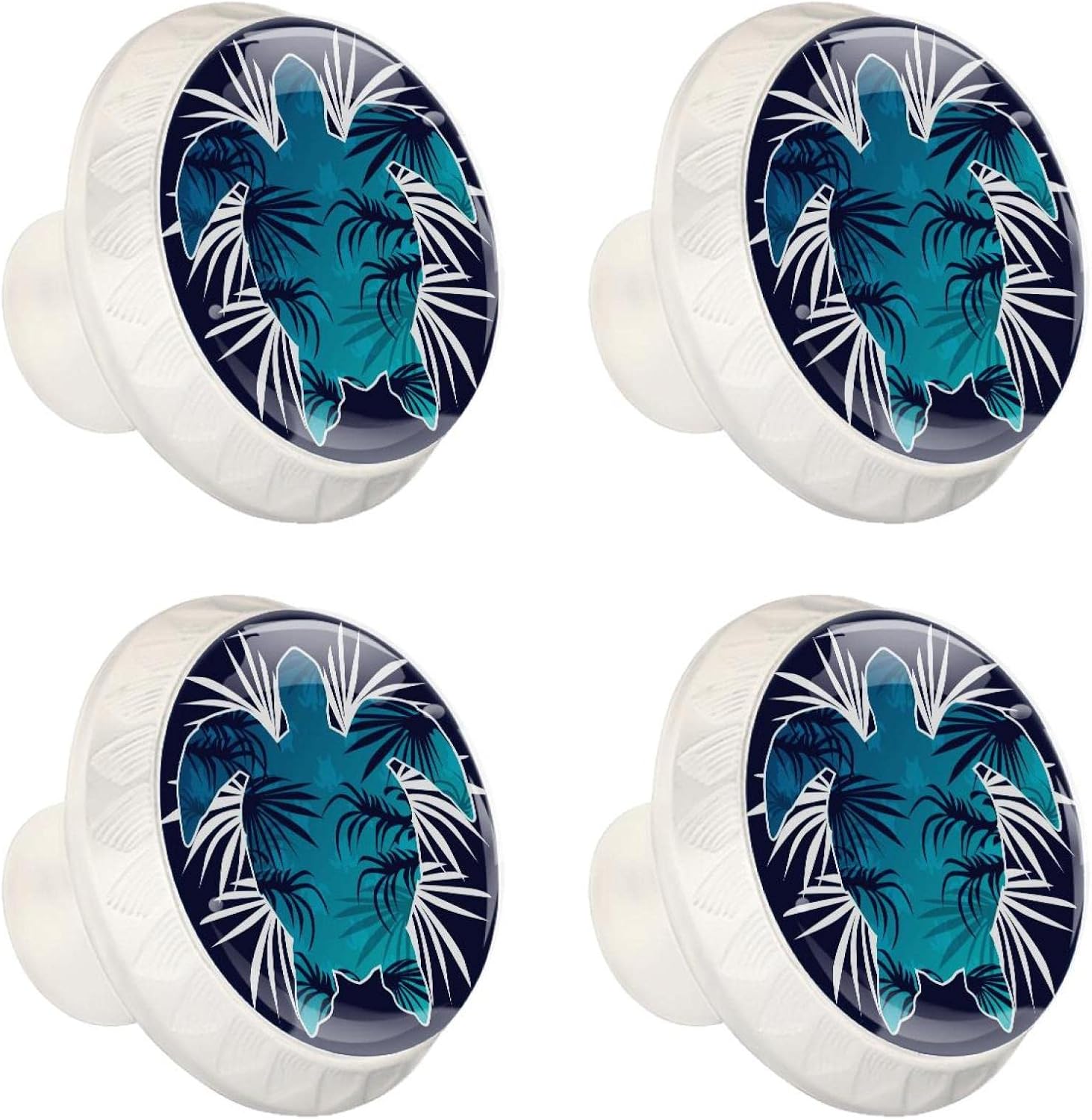 LORVIES Blue Summer Tropical Turtle Drawer Knob Pull Handle Crystal Glass Circle Shape Cabinet Drawer Pulls Cupboard Knobs with Screws for Home Office Cabinet Cupboard (4 Pieces)