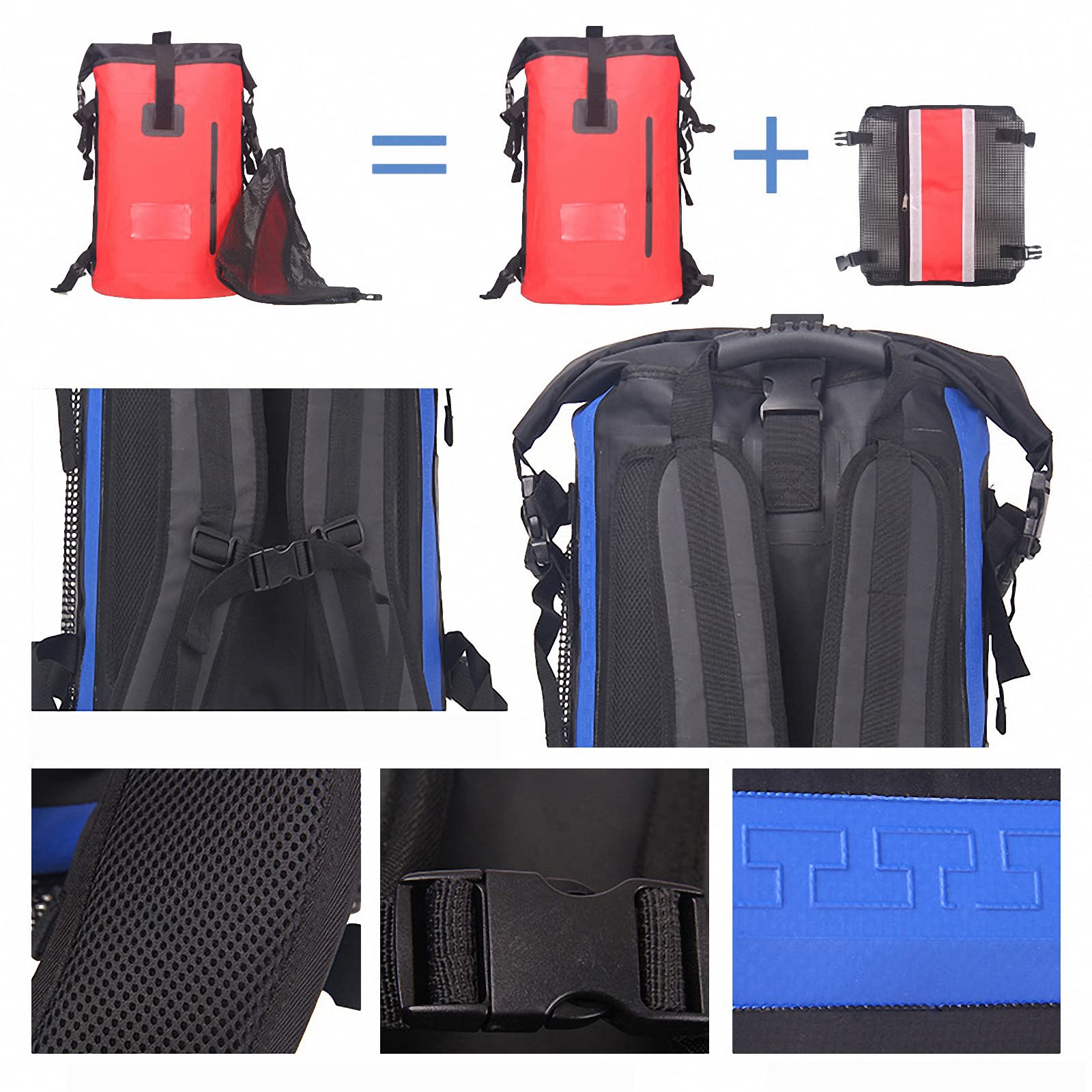 Zaino Impermeabile da Viaggio Multifunzionale, Zaino separatore Asciutto e Bagnato per Rafting per Nuoto all'aperto, Zainetto Sportivo per Alpinismo ed Escursionismo