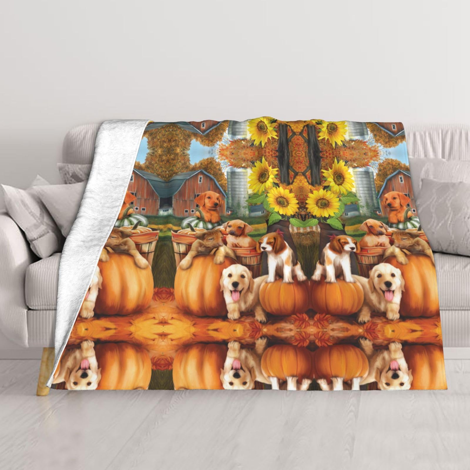 Couverture flanelle chaude et légère plaid canapé salon motif original chien