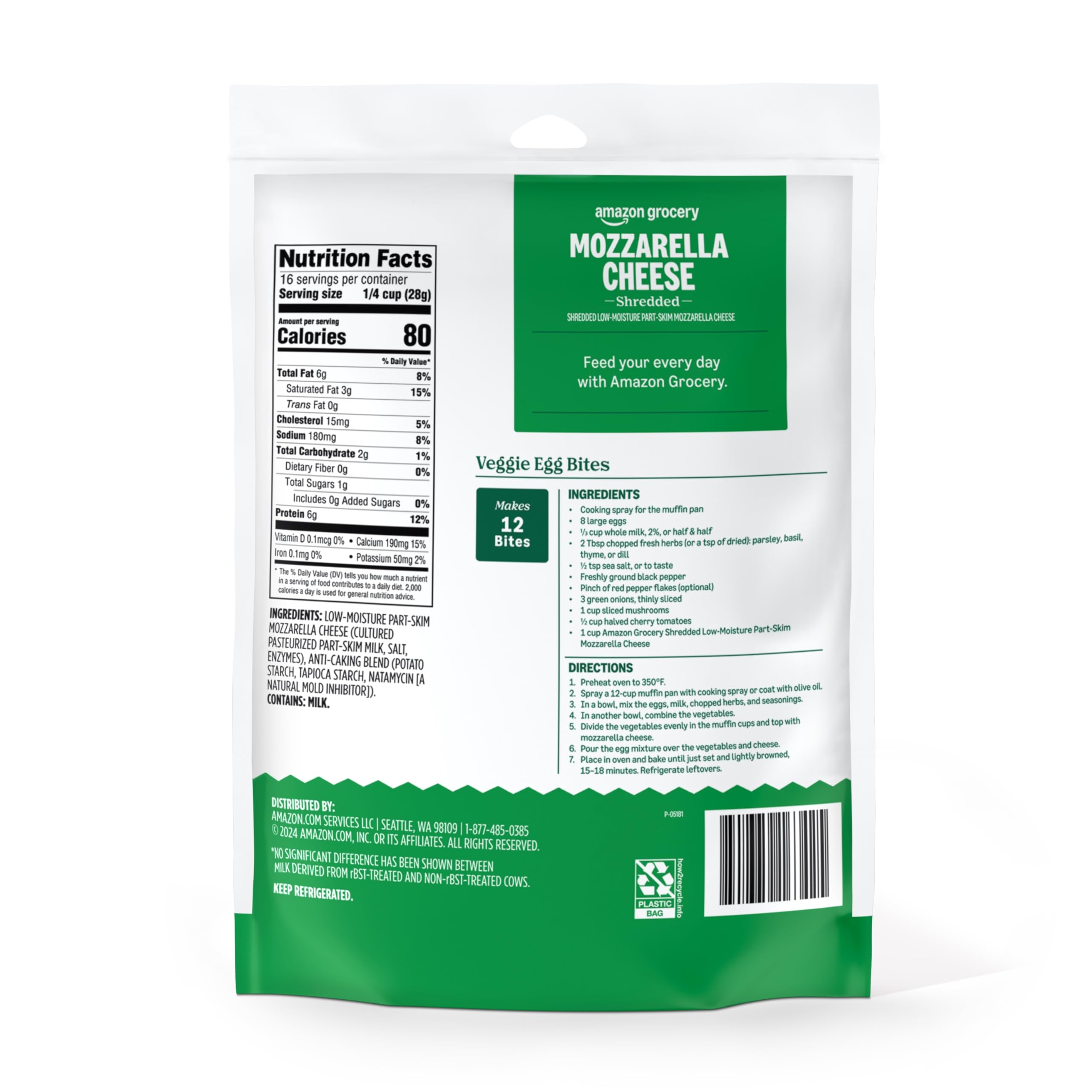 Amazon Grocery Mozzarella Cheese Shredded 16 Oz Previously Happy Belly Packaging May Vary — view 3