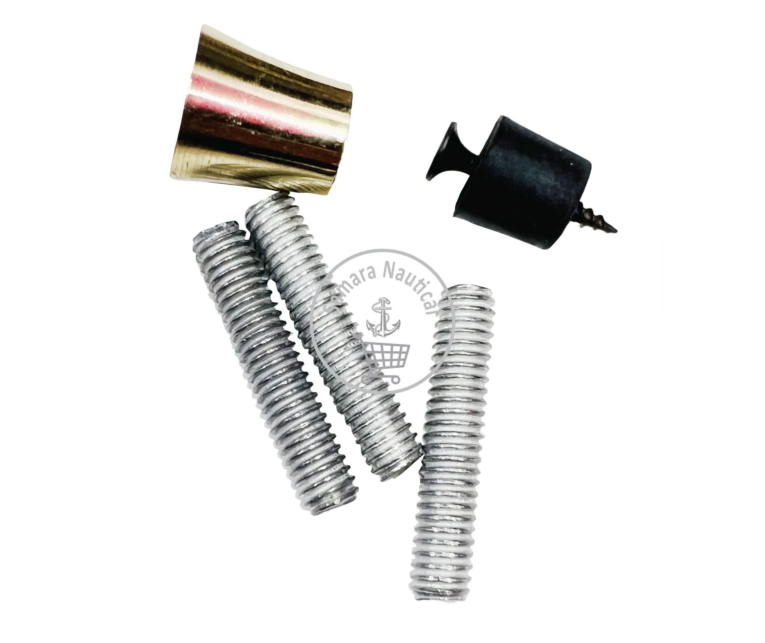 Samara Nautical Medium Cane/Walking Stick Hardware Kit, Golden Tip Set, golden and black - Image 2