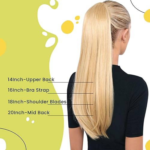 Miniatura 6 de RUNATURE Extensiones de cola de caballo de cabello humano real de 18 pulgadas, extensiones de cola de caballo de cabello humano real, color marrón