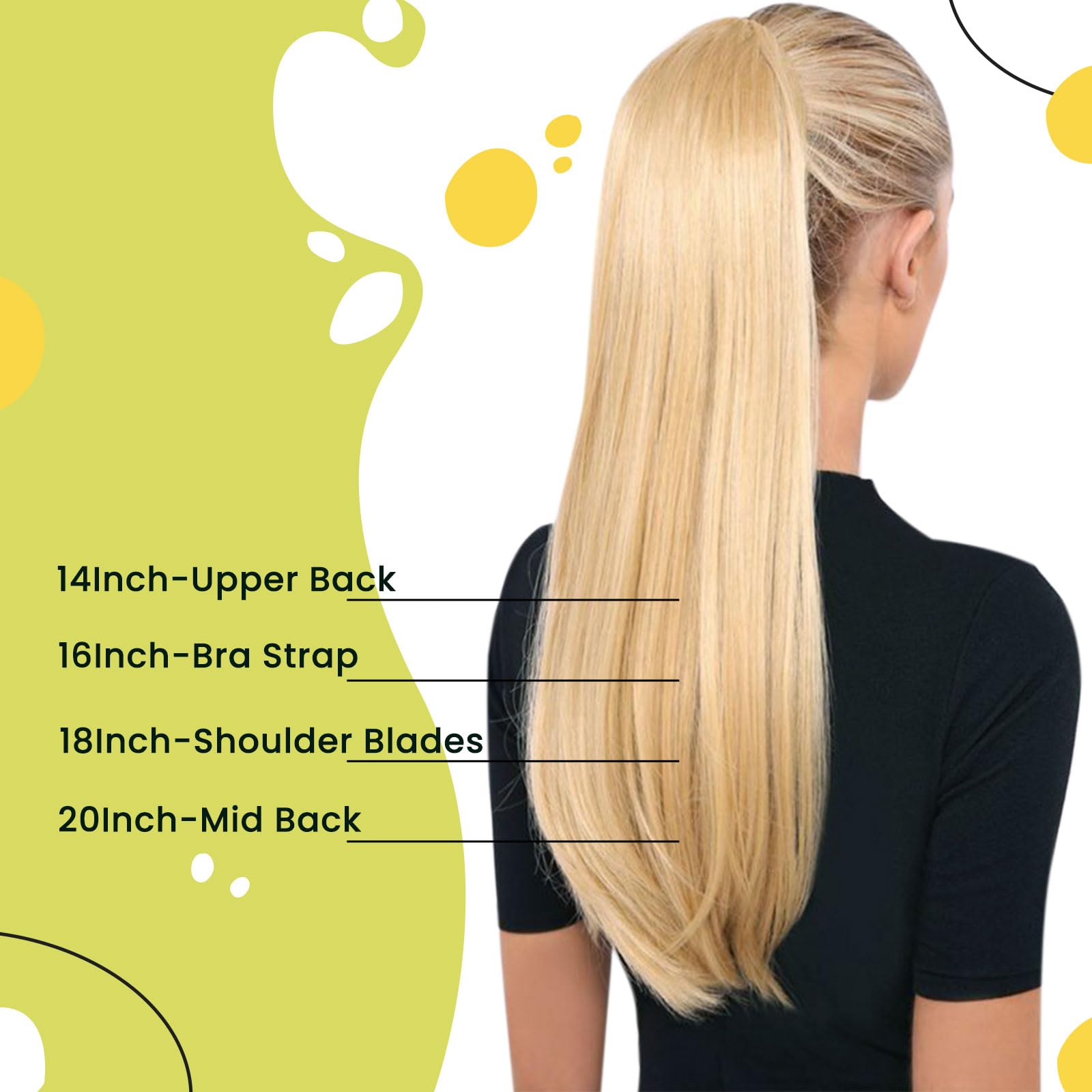 RUNATURE Human Hair Ponytail Extension Blonde Ponytail Hair Extension Dark Blonde Highlight Caramel Blond Short Ponytail Human Hair Extensions Straight Pony Tails Hair Extension 12 Inch 70g — view 6