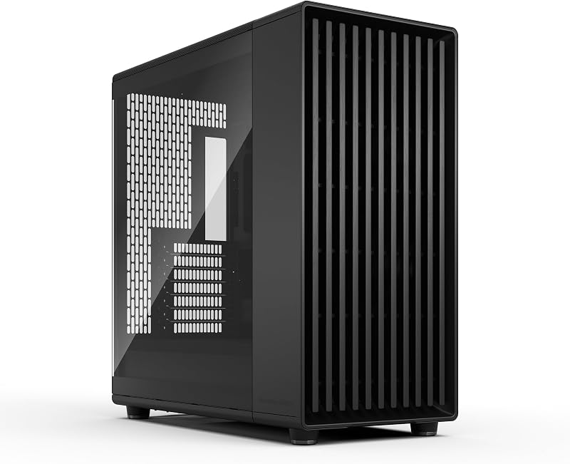 Fractal Design North XL Momentum Black - Panel lateral de vidrio - Frontal de madera de roble ennegrecida genuina - Caja para juegos de PC con alto flujo de aire - Tres potentes ventiladores Momentum de 140 mm incluidos - Soporte ATX/E-ATX