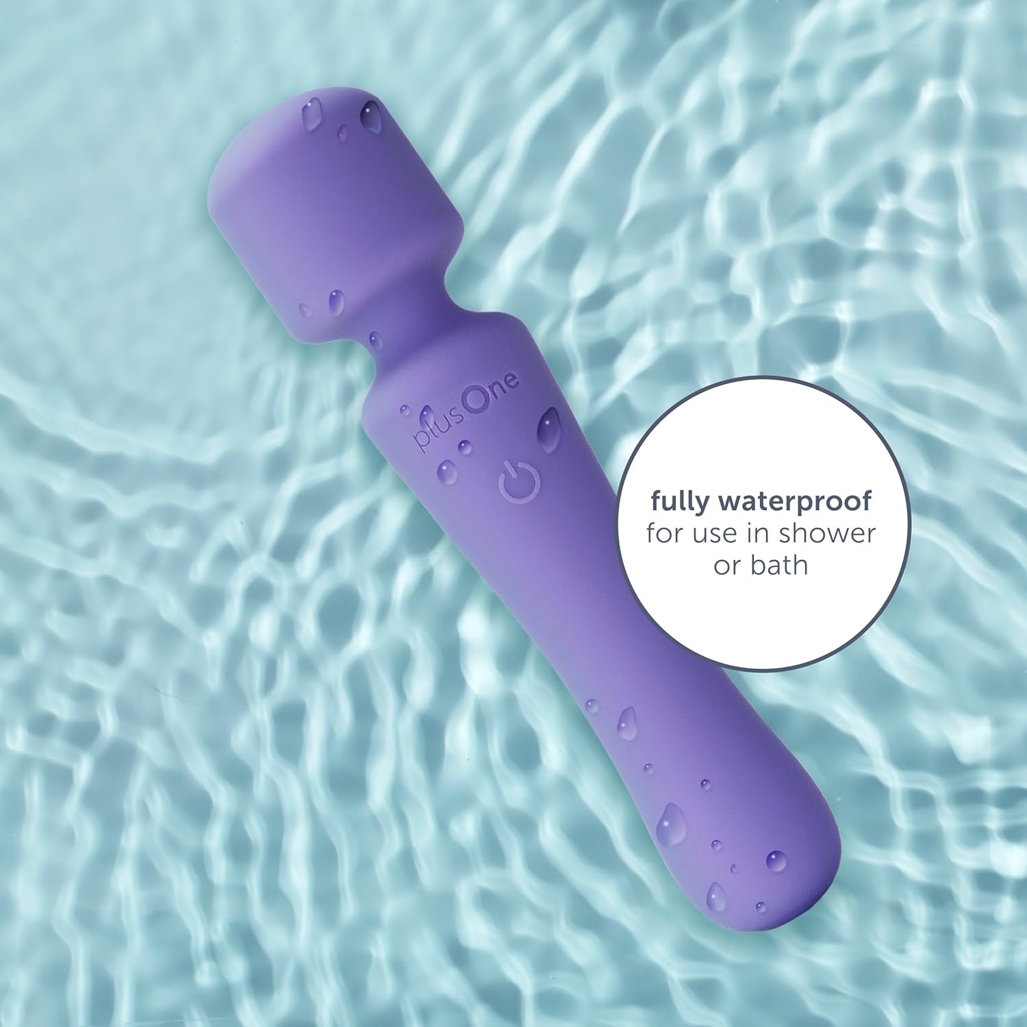 plusOne Therapeutic Wand Massager - Rechargeable, Waterproof Handheld Whole Body Massager with 10 Vibration Settings, Purple
