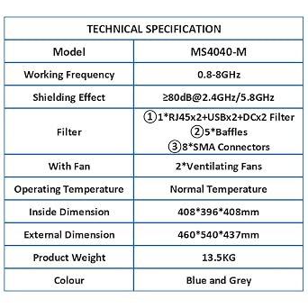 TOJOIN 0.8-8GHz Manual RF Shield Box/RF Chamber, with Cooling Fan, with 5 RF Baffle Assembly and 1 EMI Filter, for OEM/WiFi/Bluetooth/Mobile R&D and Production Testing