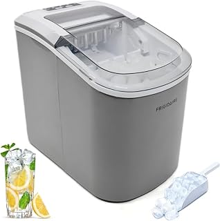 Frigidaire EFIC189 Silver Compact Ice Maker - 26 lbs/Day, 2 Cube Sizes, Stainless Steel, Fast 6-Min Ice