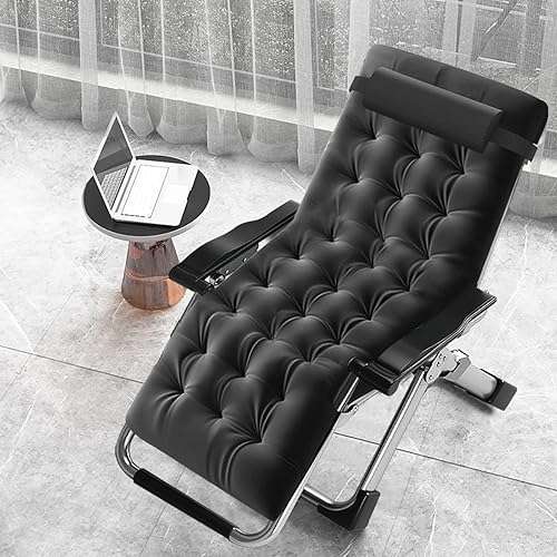 Miniatura 3 de MOPHOTO Cómoda silla plegable para sala de estar, silla reclinable plegable con colchón para interiores y exteriores, silla de ocio, sillas