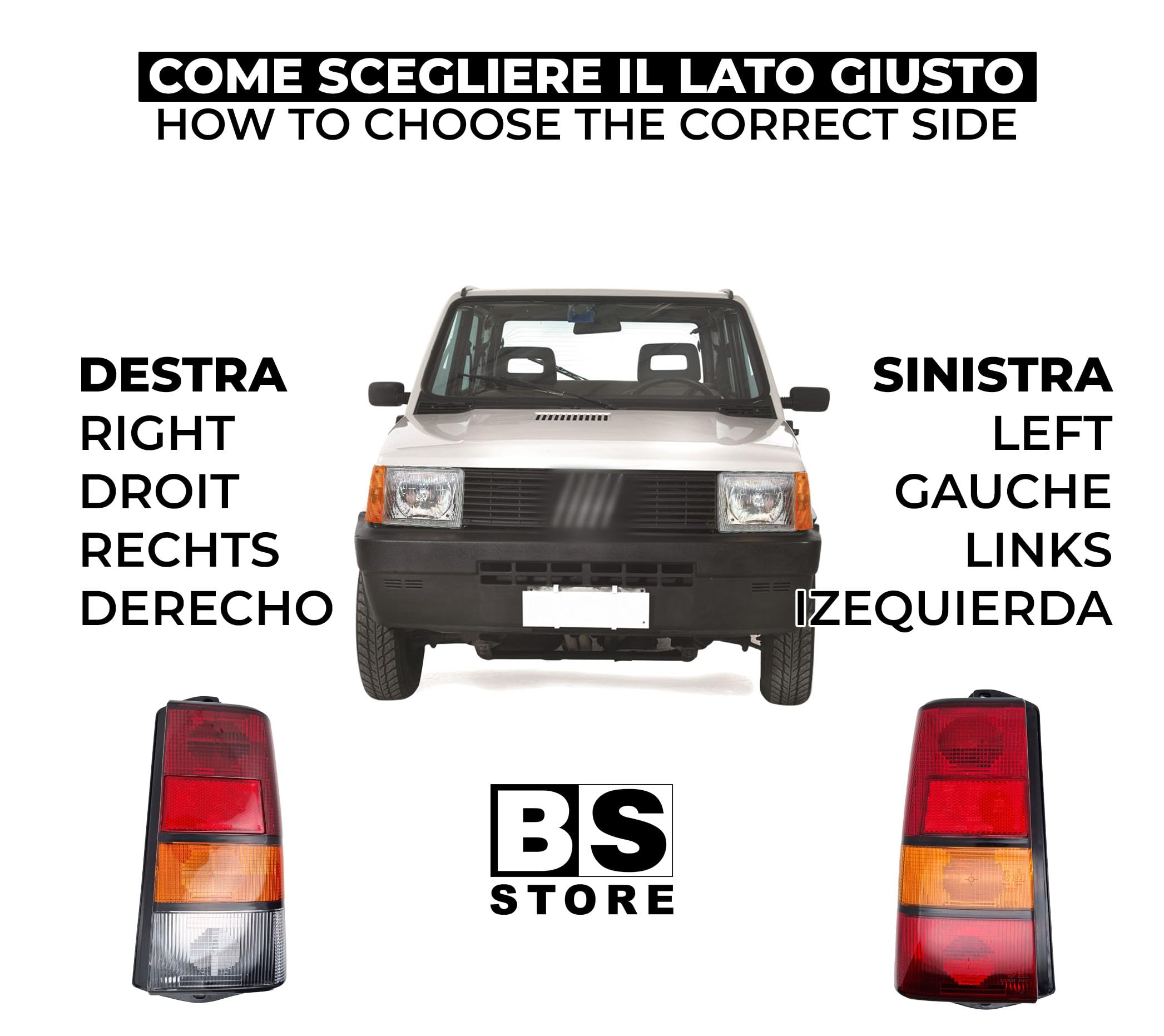 BSSTORE Fanale Posteriore Indicatore di Direzione per Panda dal 1986 al 2003 | 141, 141A (Sinistro - Lato Conducente)