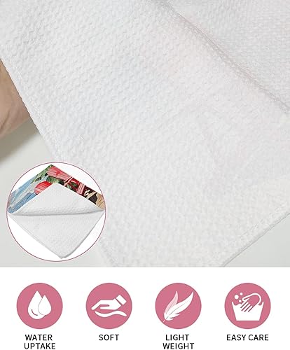 Miniatura 5 de Paquete de 2 toallas de cocina de algodón con tejido de gofre, sillas de playa, conchas marinas, olas, árbol de Navidad, absorbentes, de secado