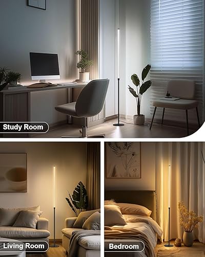 Miniatura 6 de Lámpara de pie de esquina minimalista - Lámpara de pie LED lineal regulable de 3000K-6000K - Lámpara de pie moderna regulable con control remoto