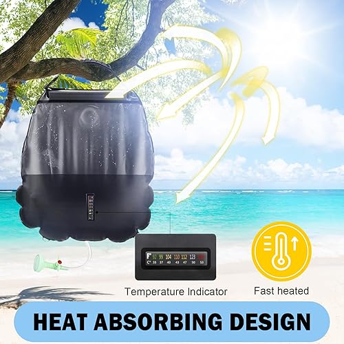 Miniatura 8 de KIPIDA - Ducha solar portátil 5 galones20 L calefacción solar ducha para campamento con manguera extraíble y con interruptor de encendido-apagado