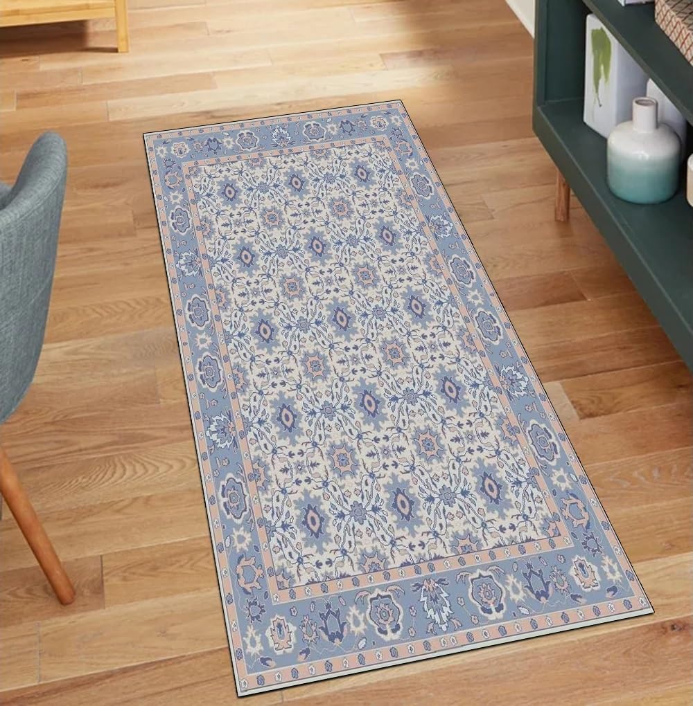 Alfombra azul lavable de 100x250 cm para proteger pasillos y cocinas