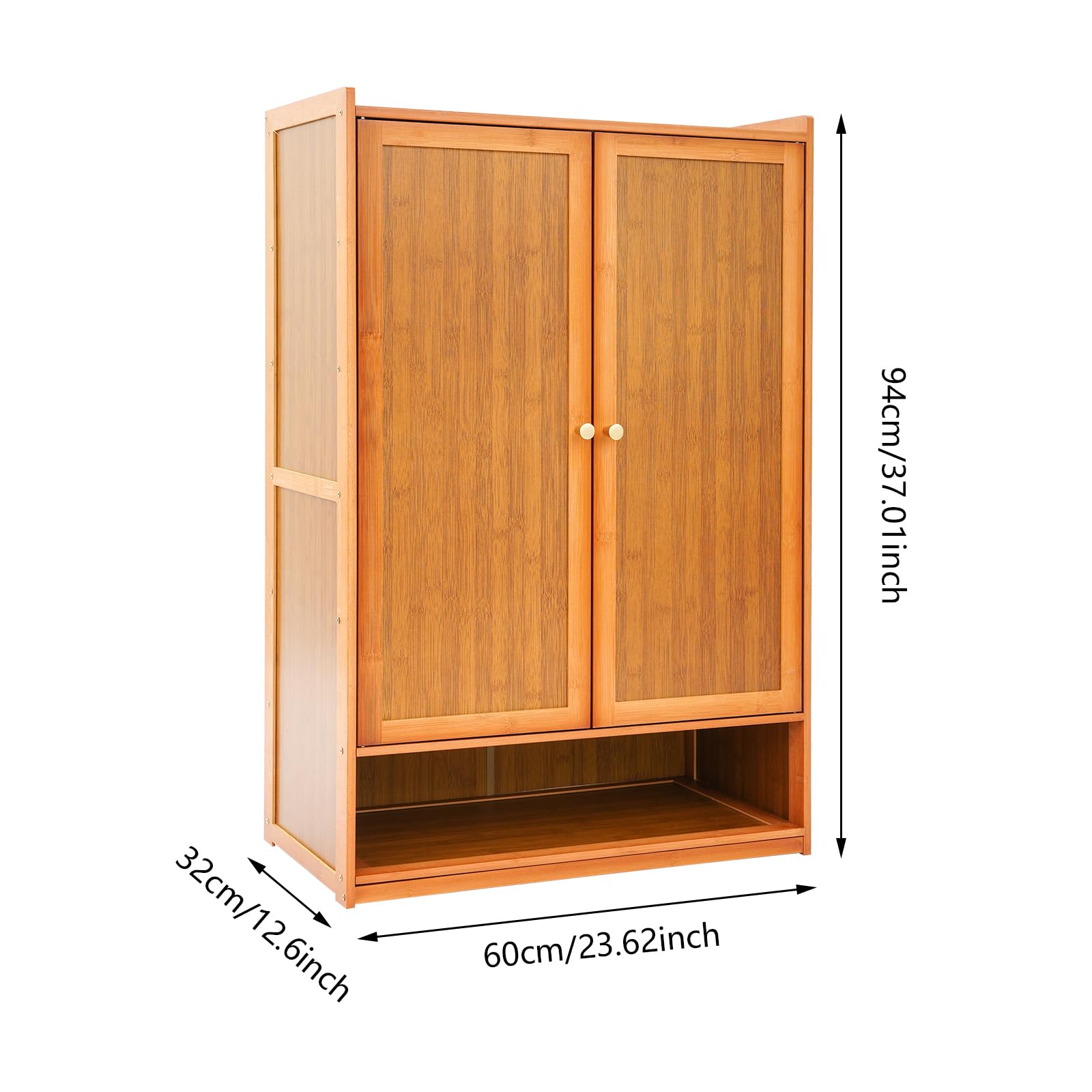 Scarpiera con 2 ante, 6 ripiani, in bambù, scarpiera salvaspazio, per corridoio, ingresso, camera da letto, 60 x 32 x 94 cm, 14-21 paia di scarpe, marrone, design retrò