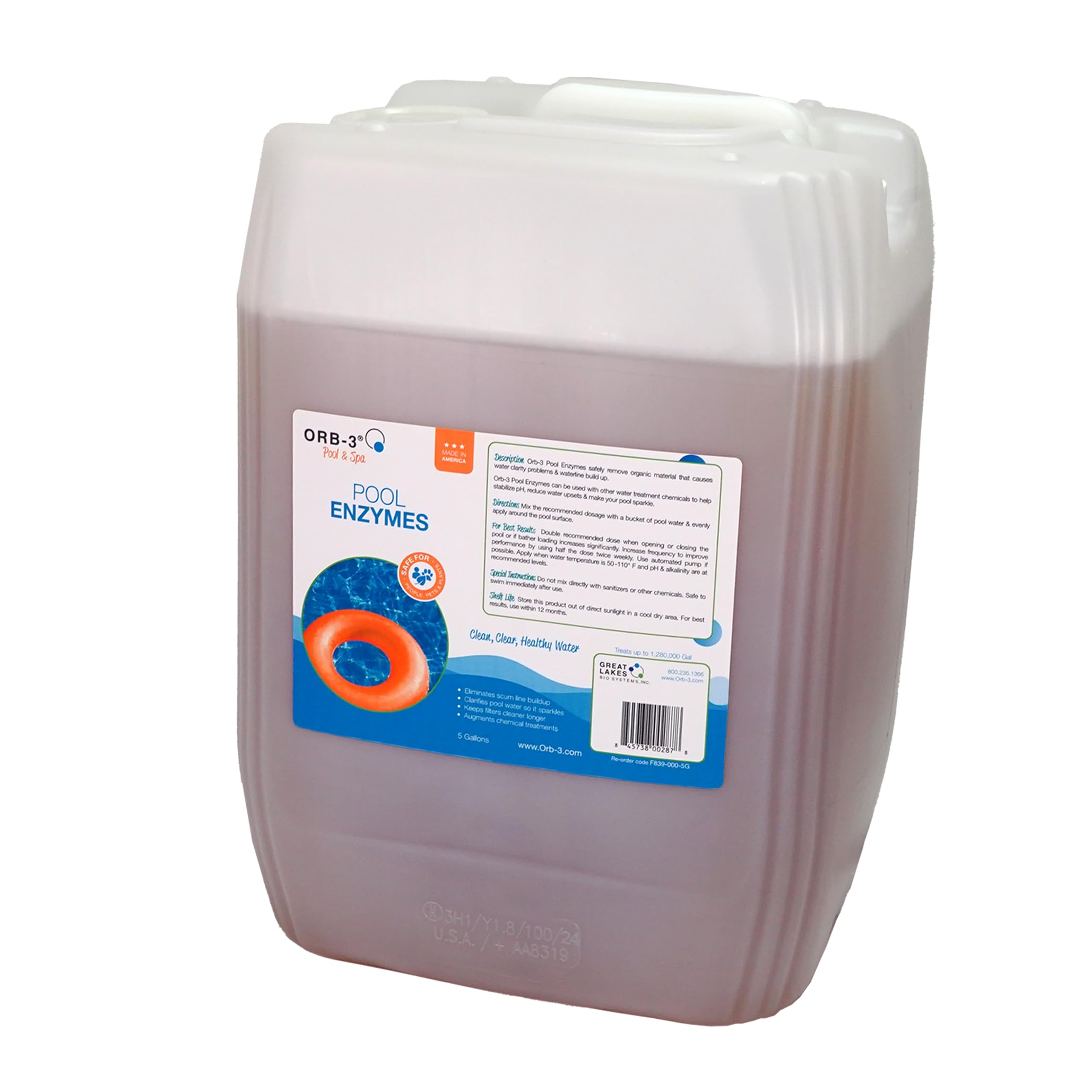 Orb-3 F839-000-5G Pool Enzymes for Maintenance, 5-Gallon Pail