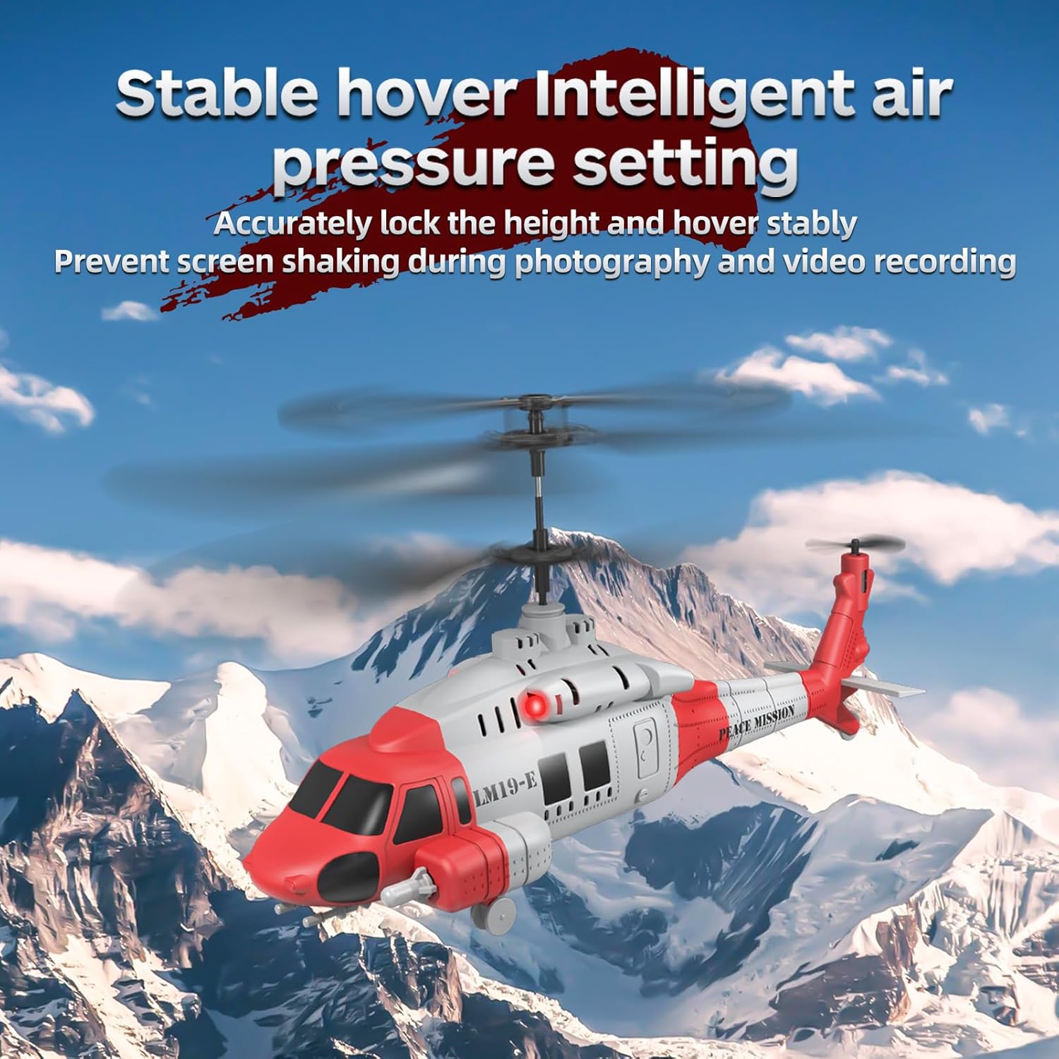 OBEST RC Helicopter LM19-E Black Hawk 3.5 Channel 2.4G - One-Key Takeoff/Landing, Emergency Stop, Altitude Hold & 3-Speed, 60M Range(Red & White)