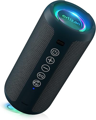 Miniatura 12 de Ortizan Altavoz Bluetooth portátil: IPX7 impermeable, sonido fuerte de 24 W, graves profundos, Bluetooth 5.3, luces LED, emparejamiento estéreo