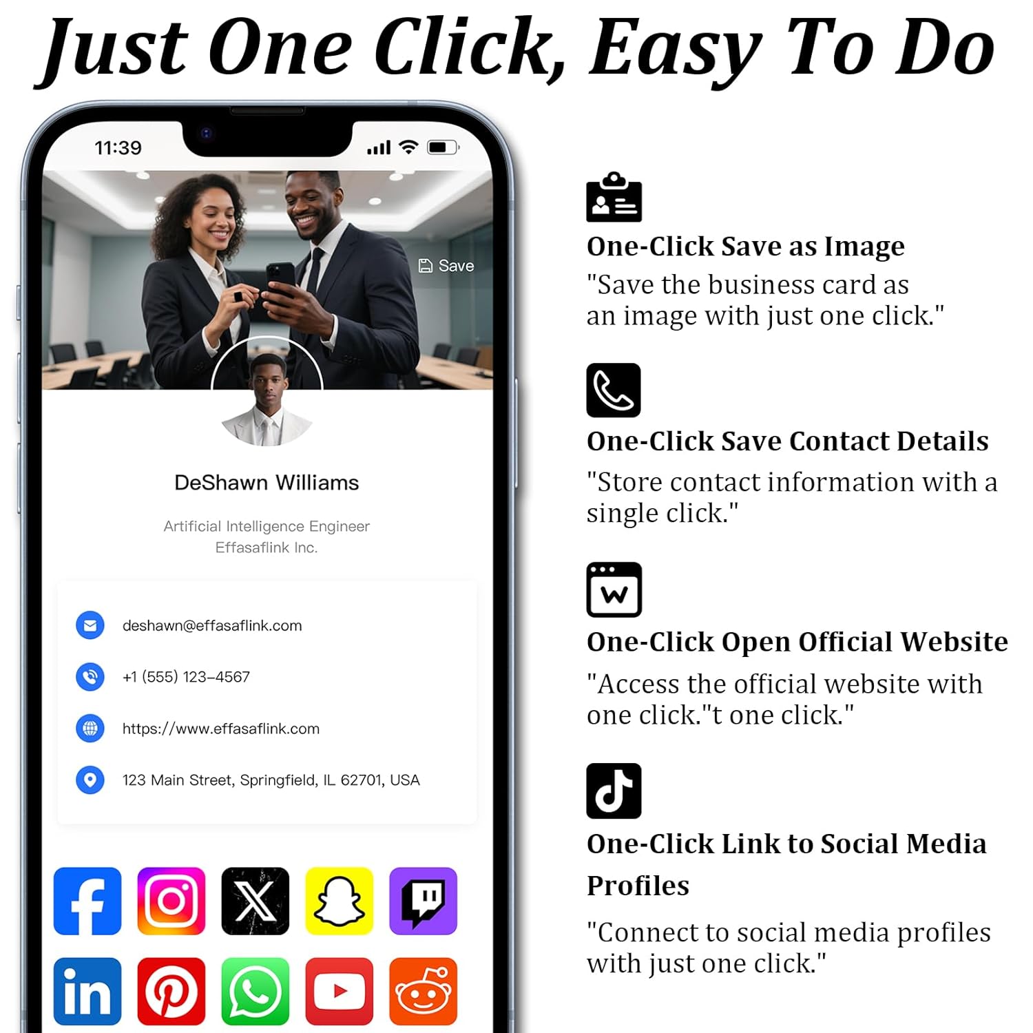 Customized Online Profile, Black Business Card, Digital Business Card, Tap NFC or Scan QR Code to Share Social Information, for iPhone & Android - 3pcs