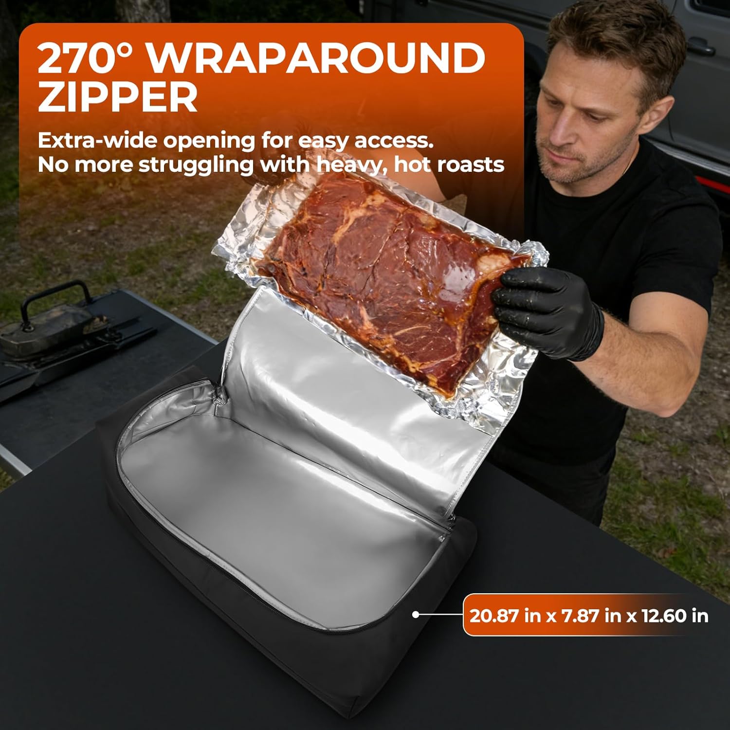 BBQ Blanket for Resting Meat - Leakproof Insulated Meat Bag & Meat Blanket - Heavy Duty Smoking Meat Accessories - BBQ Gifts for Men with Heat Retention & 270-Degree Zipper - Durable & Reusable