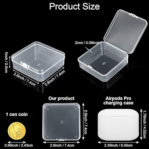 Miniatura 4 de 100 contenedores de almacenamiento de cuentas de plástico transparente, caja pequeña transparente con tapa con bisagras, estuche de plástico