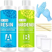 DRRESIN Clear Epoxy Resin Kit 16oz 1:1 Mix Food Safe Self-Leveling for Jewelry Wood Crafts Tumblers Countertops