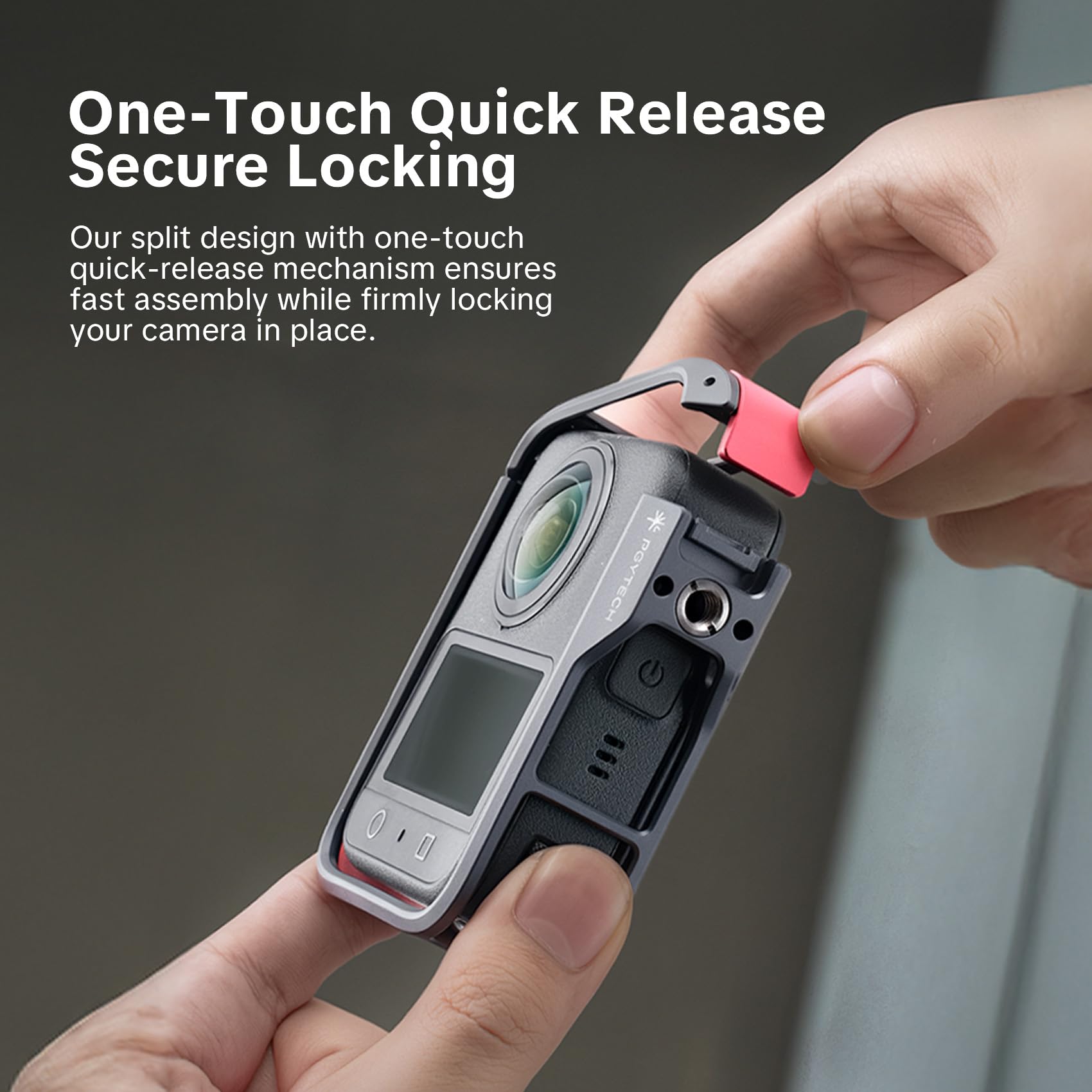 PGYTECH Caméra Cage pour DJI OSMO 360, Coque de Protection Robuste en Alliage d'Aluminium avec Bouton À Libération Rapide, Trou Fileté 1/4", Sabot Froid, Cache-Lentille en Silicone Cadre