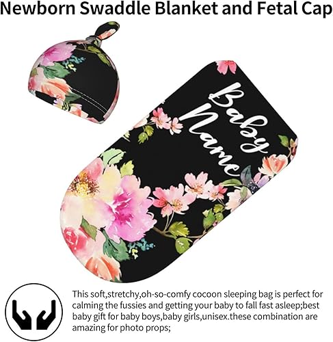 Miniatura 3 de Tkanina Manta de bebé personalizada y sombrero, saco de dormir personalizado con nombre para niños y niñas, manta de recepción neutra, regalos