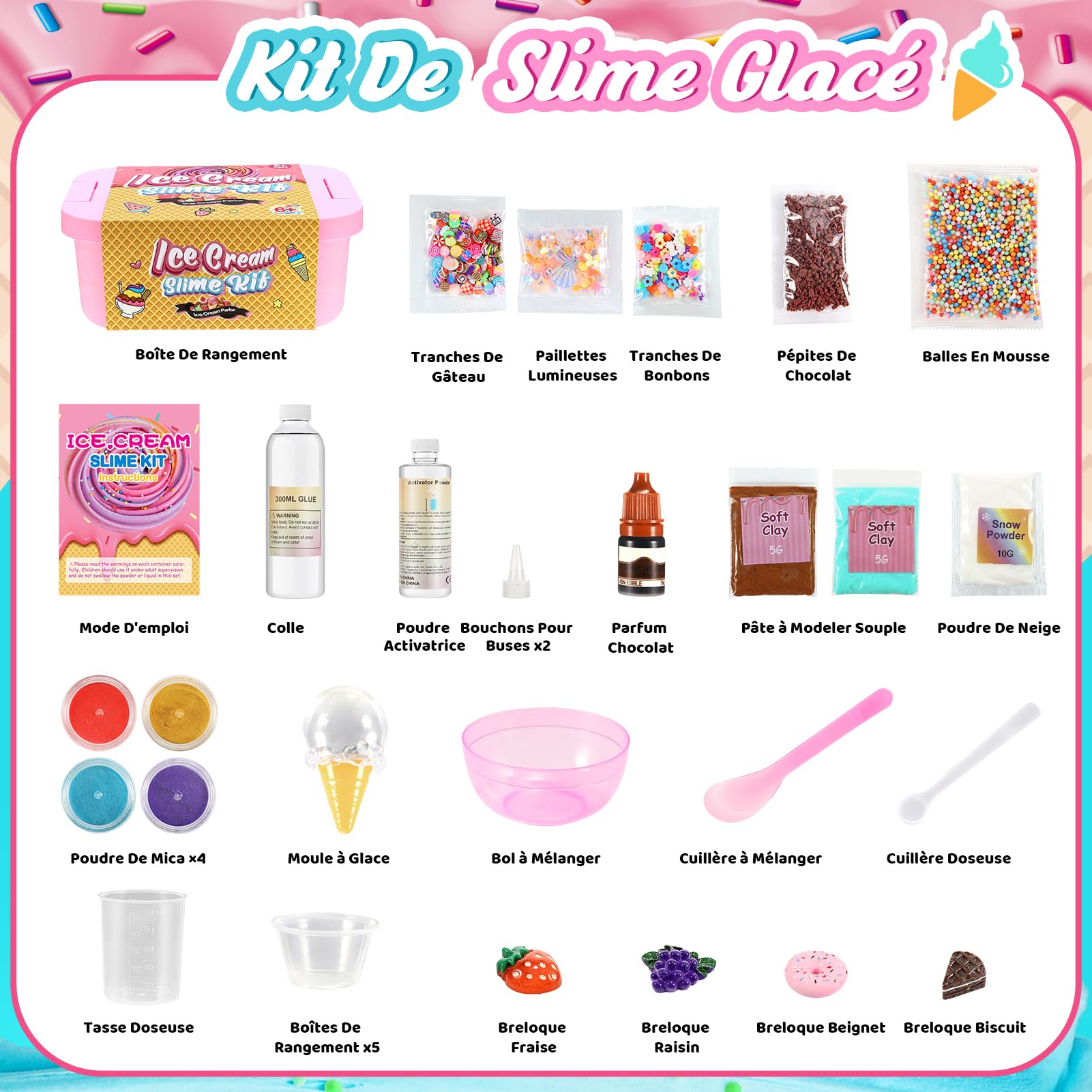 Adeokay Slime Enfant, Cadeau Fille 6 7 8 9 10 11 12 Ans Anniversaire Slime Fluffy Jouet Fille 6 7 8 9 10 Ans Slime Kits de Loisirs Créatifs Cadeau Garçon 6-12 Ans Activites Manuelles pour Enfants