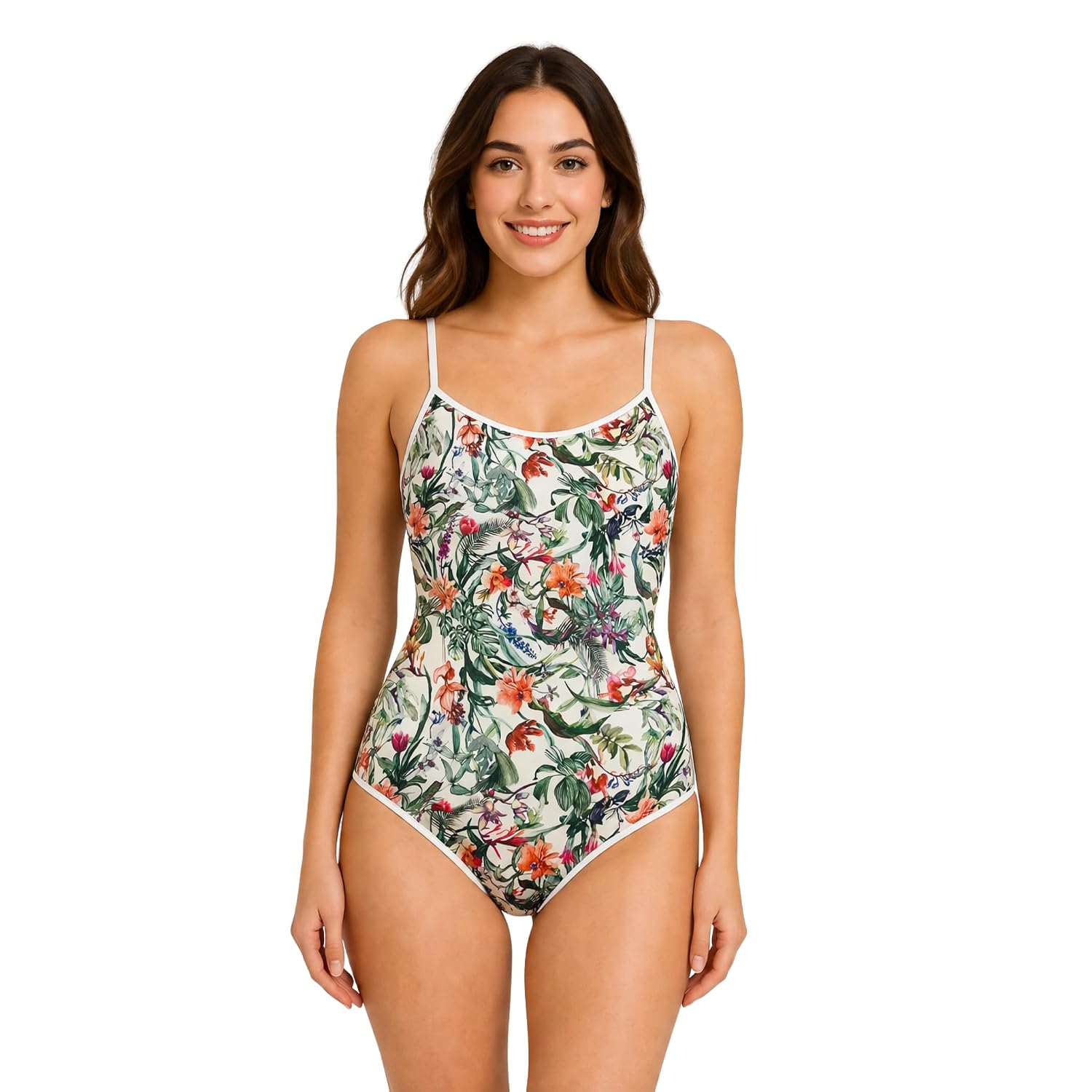 Tropical Bloom Women's Floral One-Piece Swimsuit, Slim Fit, Adjustable Tie-Back, Botanical Print Beachwear - Review, Price and Buying Guide