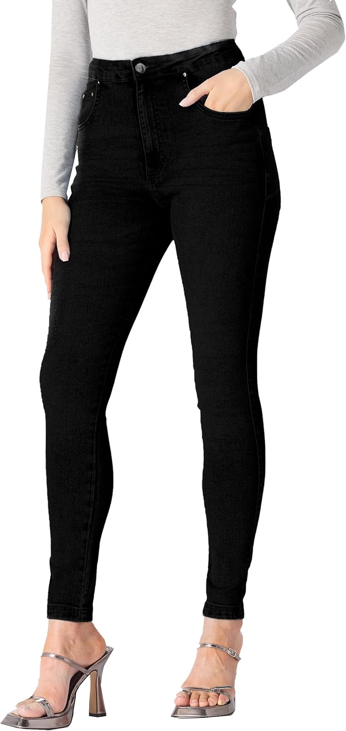 JMOJO Skinny Jeans Women – Internal Waist Adjusters Stretch Jeans for Women UK with 5 Pockets – Skinny Fit Womens Jeans Jeggings Size in 6 8 10 12 14 16 18 – Perfect for Casual Outings & Office