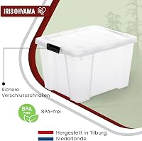 Cutie de depozitare cu capac Iris Ohyama HB-30, 30 L, set de 3 bucăți, transparentă, închidere sigură, stivuibilă, cu mâner, plastic fără BPA 3