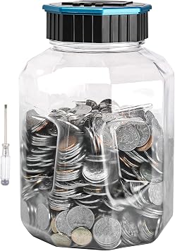 Vcertcpl X-Large Piggy Bank for Adults Kids, Digital Counting Coin Bank with 2.4L Capacity, Great Coin Counter Bank Money Counting Jar with Total Amount Displayed, Bank for All US Coins