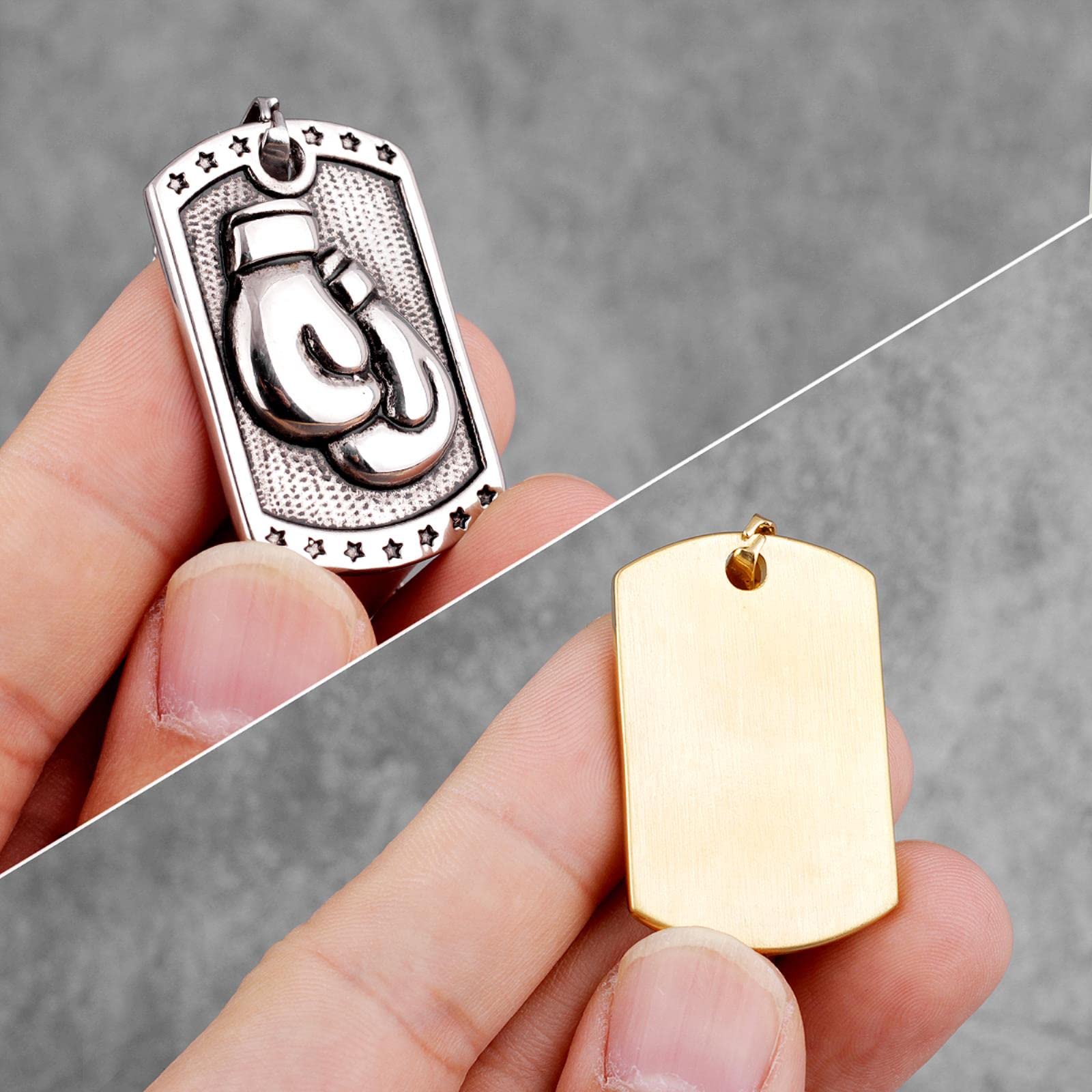 Collana Con Ciondolo Guantoni Da Boxe In Acciaio Al Titanio - Catena 60 Cm Per Uomo - Gioiello Hip Hop, Punk, Vintage - Regalo Per Fidanzato, Marito, Papà - 2