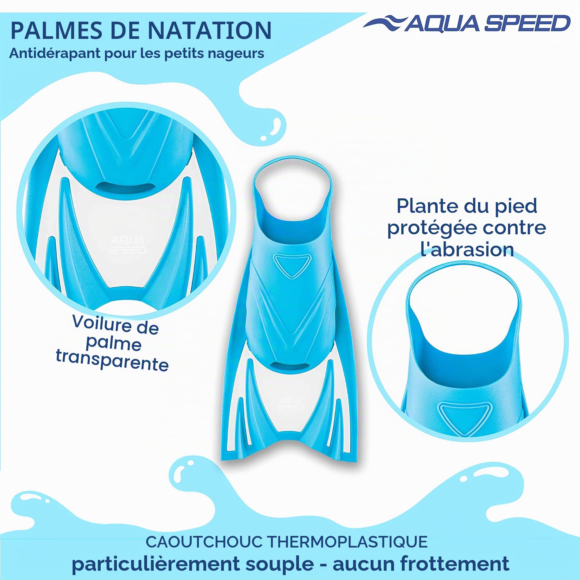 Aqua Speed Frog Palmes Courtes pour Enfants | Filles | garçons | Palmes d'entraînement | entraînement de Natation | Palmes de plongée