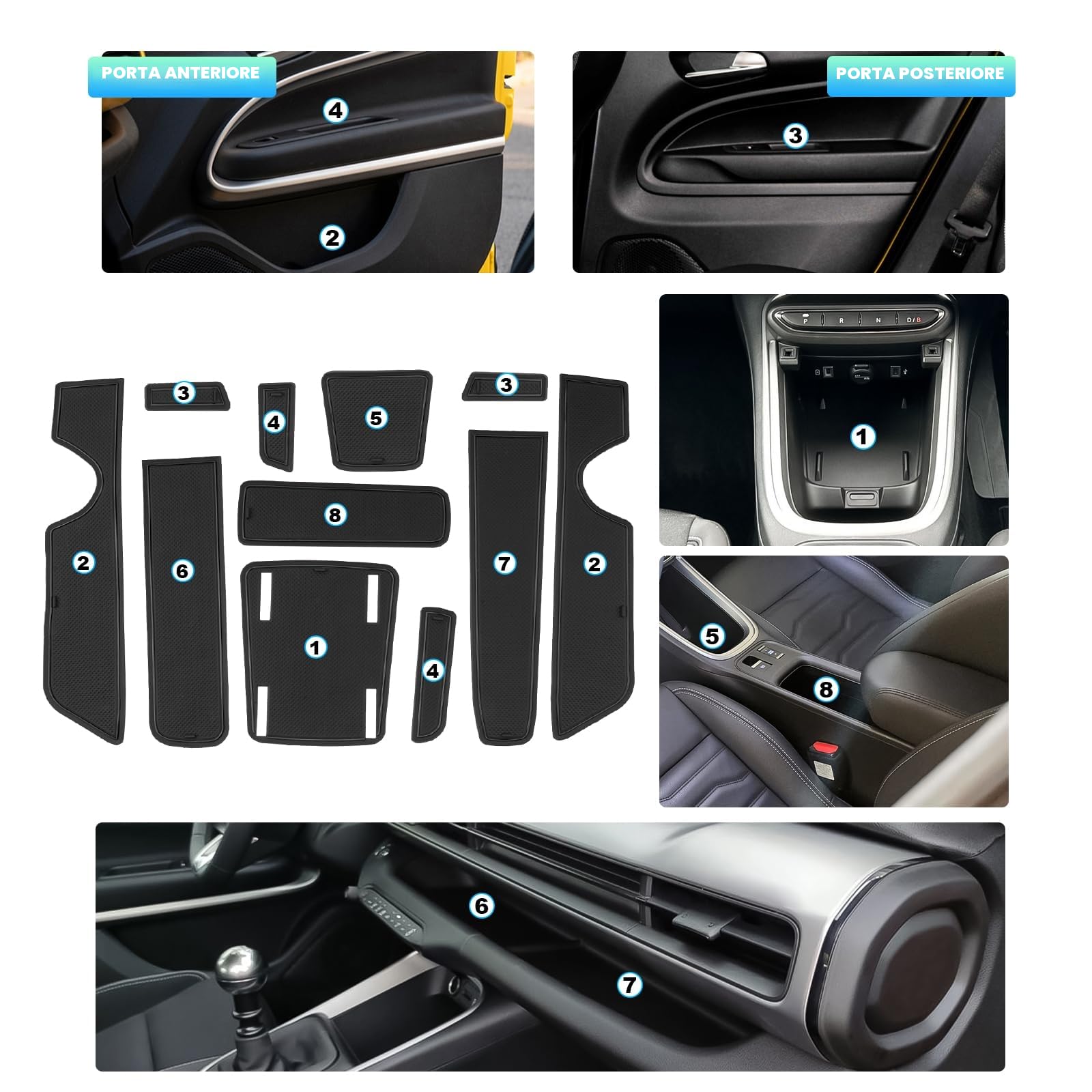 CDEFG Compatibile con Jeep Avenger 2023 2024 2025 2026, Tappetino Antiscivolo Antipolvere Antigraffio Tappetini in Gomma Portabicchieri Auto Avenger EV Hybrid 2023 Accessori (Nero)