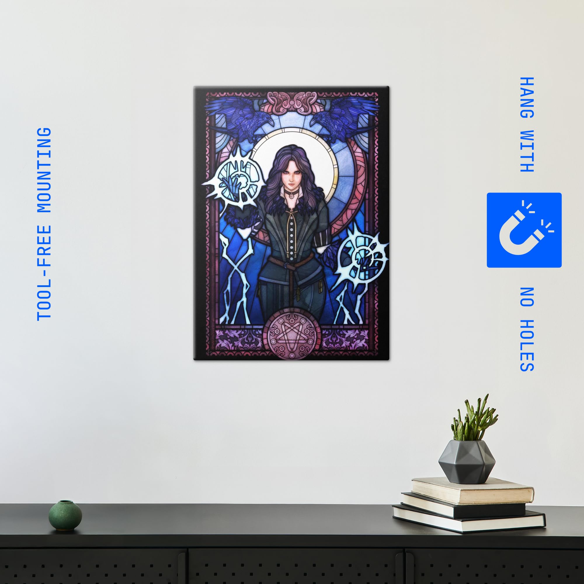 Displate Metallposter The Witcher 3 - Stained Glass - Yennefer Plakat - Spielzimmer Zimmer Deko - Bilder Schlafzimmer - Geschenk - Wanddeko Metall Poster 32 cm x 45 cm