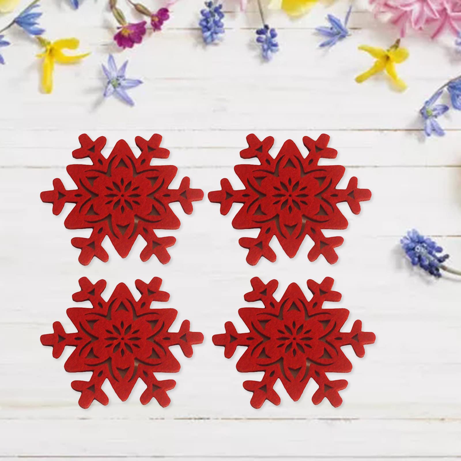 Set Di 6 Sottobicchieri Natalizi In Feltro Con Fiocco Di Neve – Decorazione Tavola Invernale