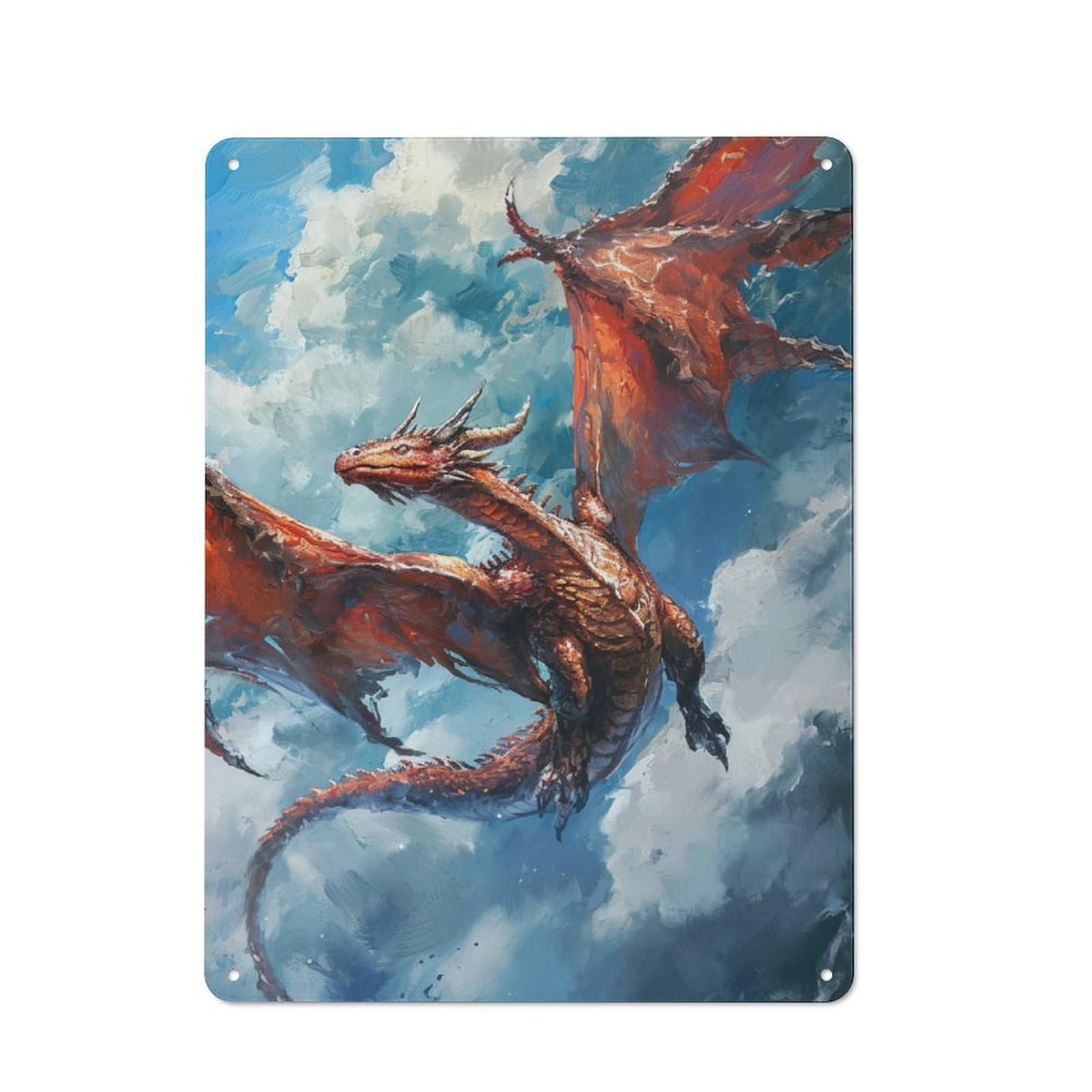 Junmoney Skyborne Dragon Retro Tin Sign 40X30cm For Dining Room Or Kitchen, Suited To Kitchen Wall Decor Lovers