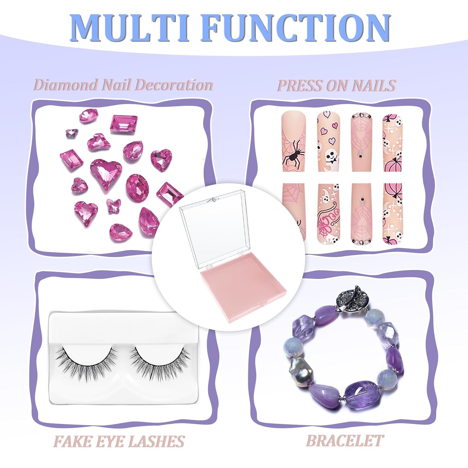 30 Sets Press on Nail Box Nail Display Case Artificial Nail Display Storage Box with 60 Pcs Adhesive Double Sided Tape Press On Nail Packaging for Nail Salon