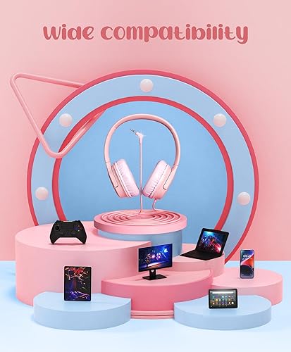 Miniatura 7 de DyBaxa Auriculares para niños, auriculares plegables con cable para niños, limitador de volumen de 94 dB, auriculares para niños para clases