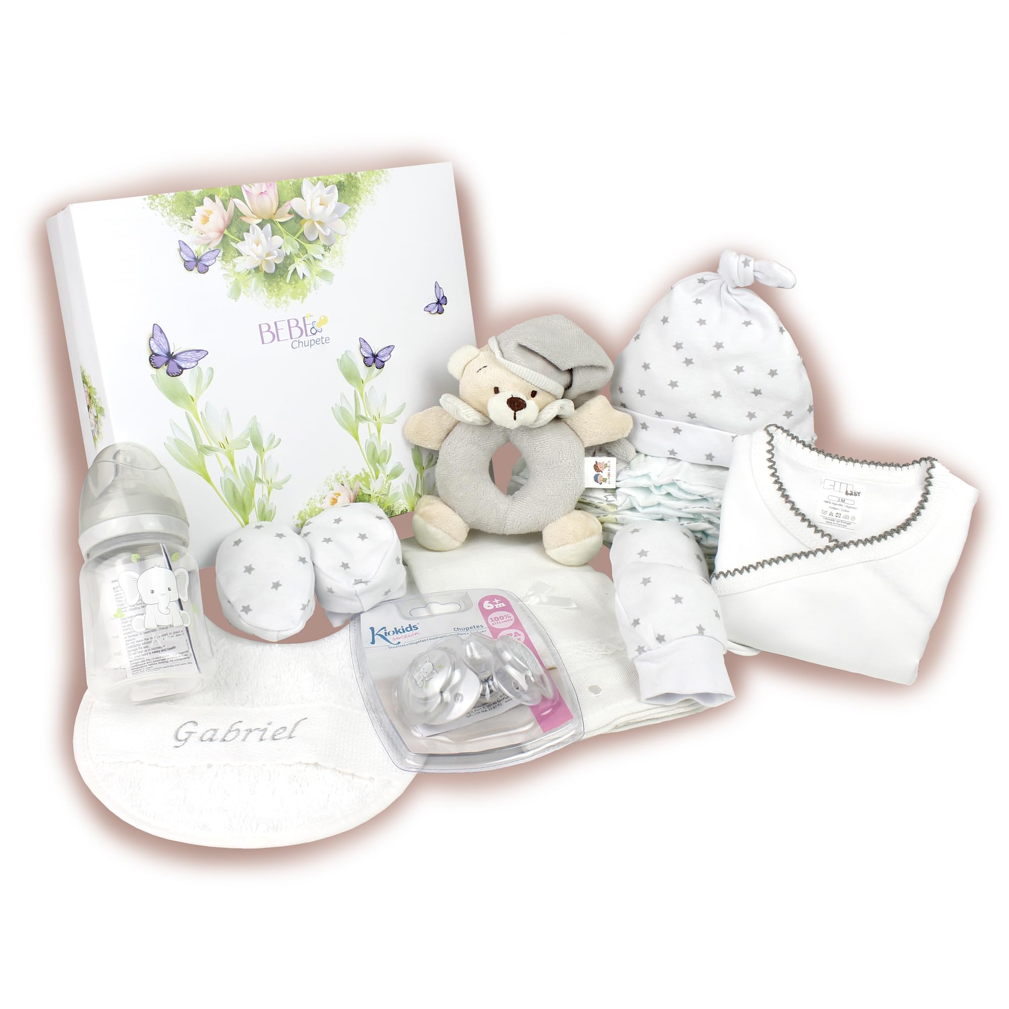 Regalo Bebe - Regalo Bebe Recien Nacido Niño PERSONALIZADO - Bebe Recien Nacido - Cesta Bebe Recien Nacido Niño - Cosas para Bebes Recien Nacidos- Regalo Recien Nacido- Regalos para Bebes (Gris)