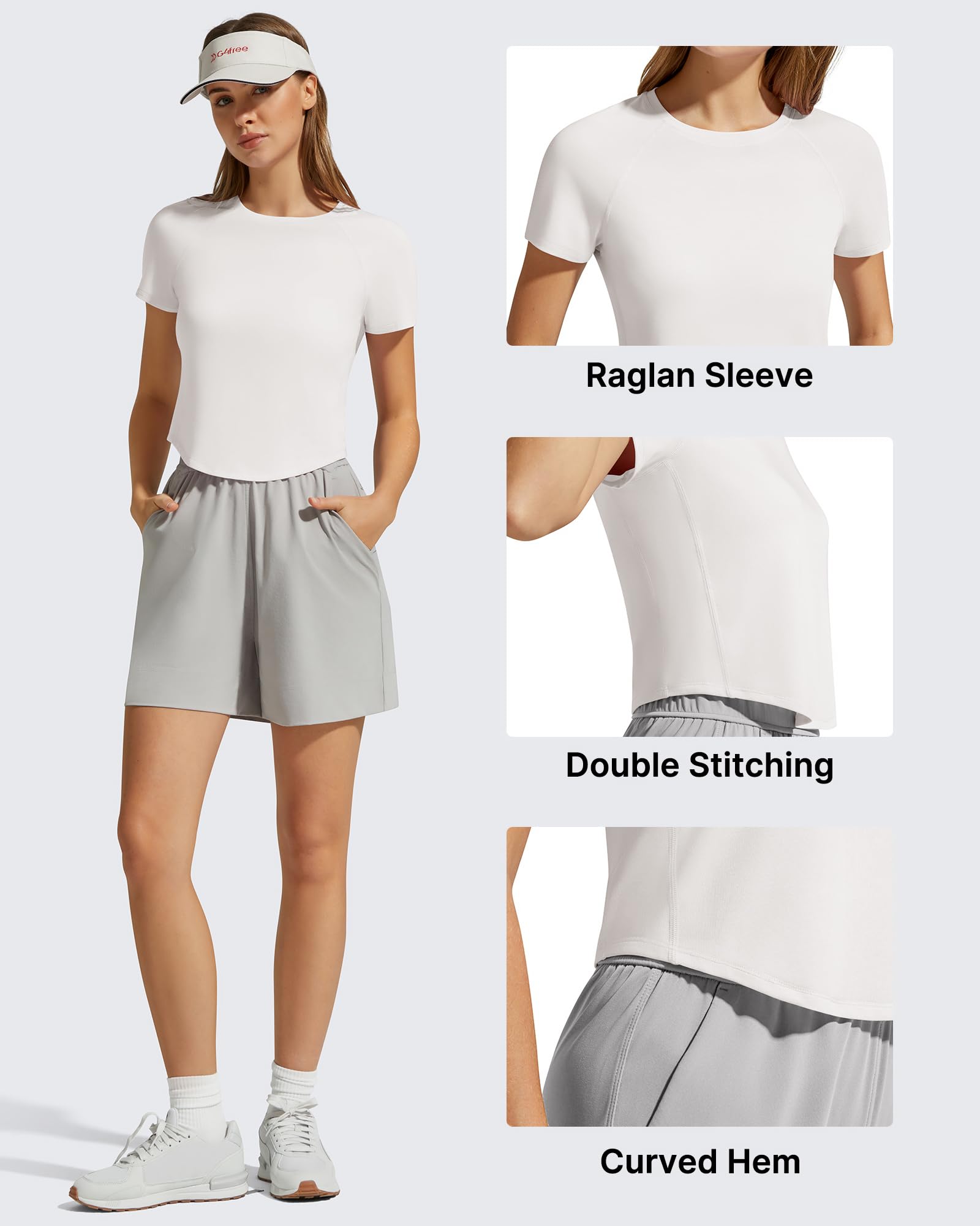 G4Free Soft Lyocell Workout Tops Women's Short Sleeve Cropped T-Shirt Relaxed Fit Crewneck Casual Tees Athletic Running — view 5