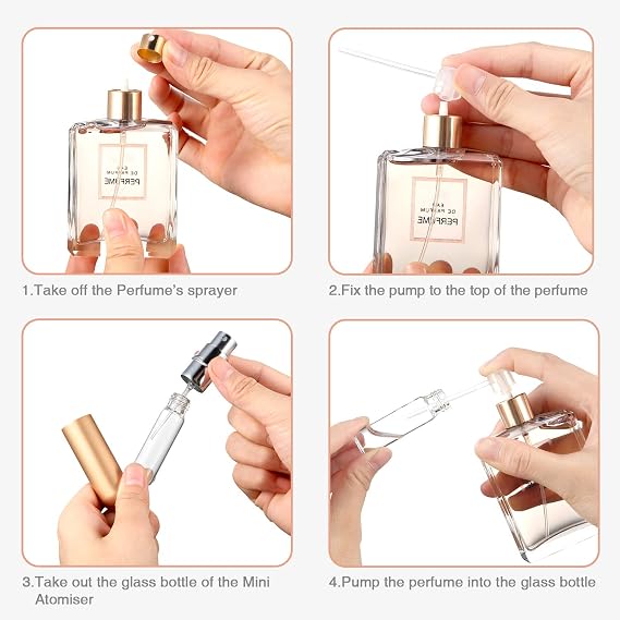 Boao 10 Pcs 5 ml Perfume Travel Refillable Atomizer Mini Cologne Perfume Atomizer Refillables Bulk Portable Mini Spray Bottle Compatible with Dispenser Pump Transfer Tool for Outgoing