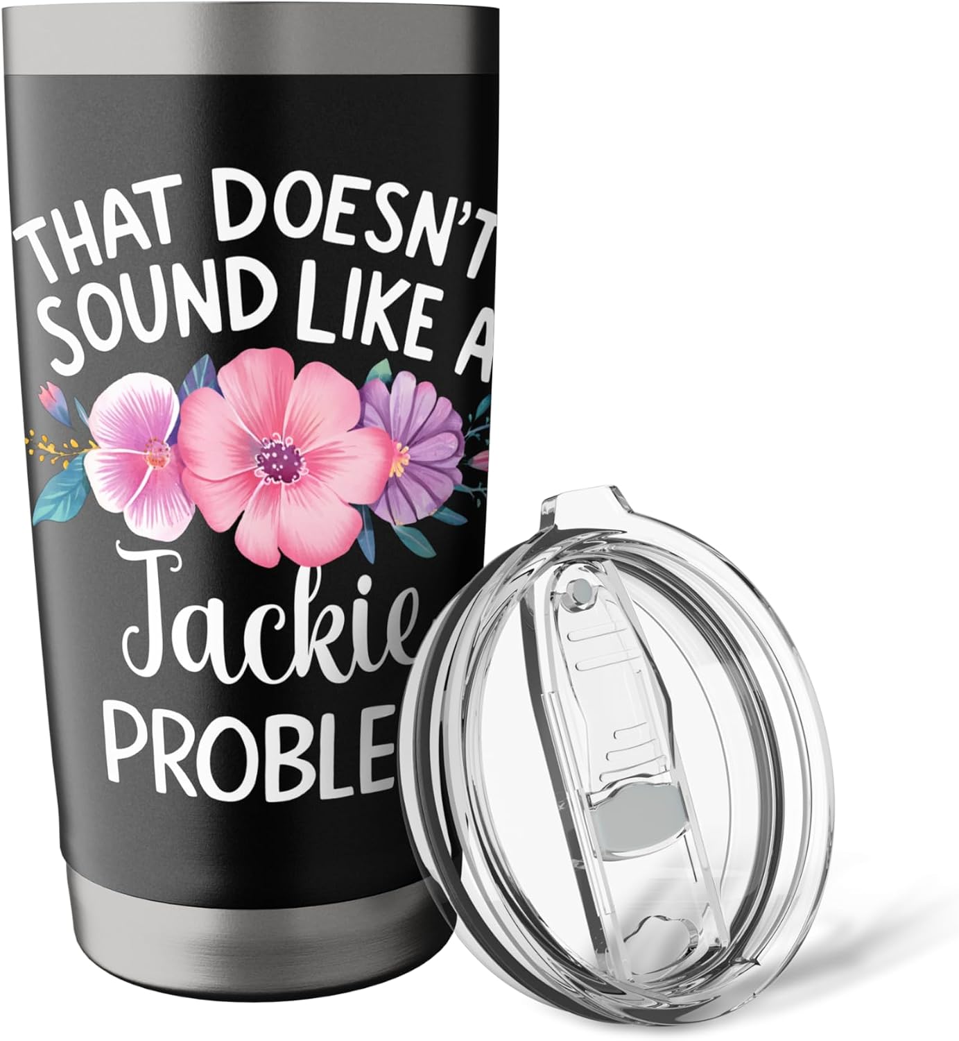 Jackie Personalized Cute Flower Girls Jackie Name Stainless Steel Insulated Tumbler image 5