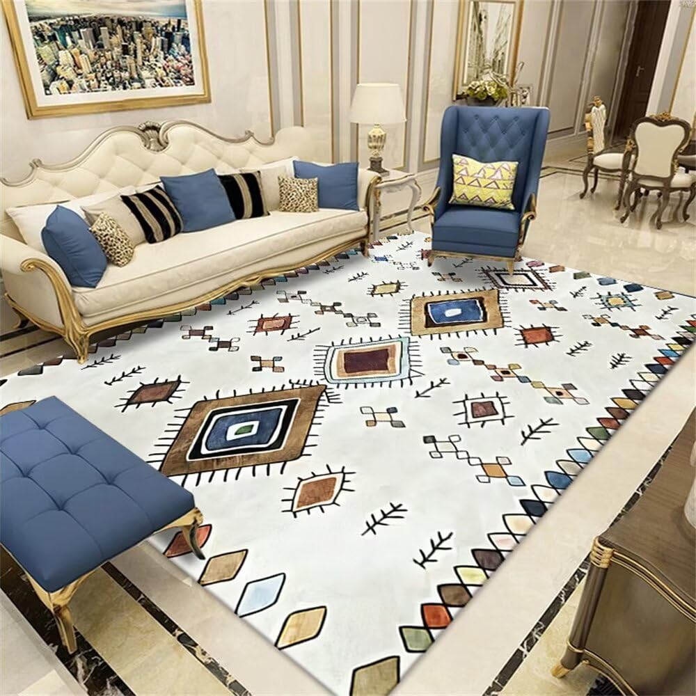 Tapis de salon géométrique coloré 200X260CM anti-usure et facile à nettoyer