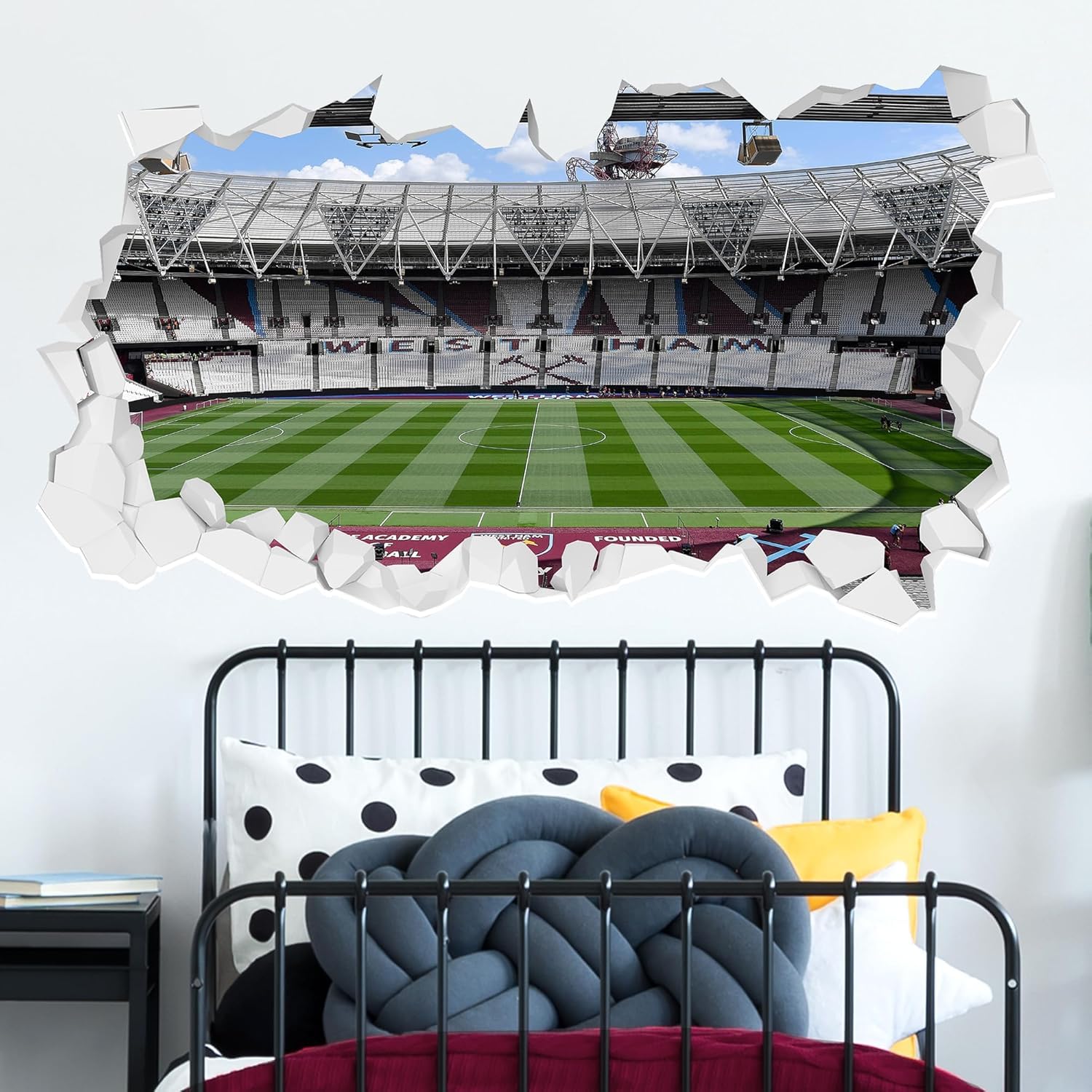 Themed West Ham United Wall Sticker - Stadium Before Match Broken Wall Football Art (60Cm Width X 35Cm Height)