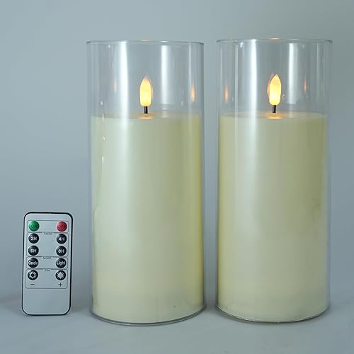 Miniatura 88 de NICEME Velas parpadeantes sin llama con temporizador de control remoto, velas LED de acrílico irrompibles a pilas con llama parpadeante mecha 3D