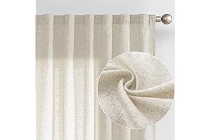 jinchan Linen 72 Inch Long Beige Curtains